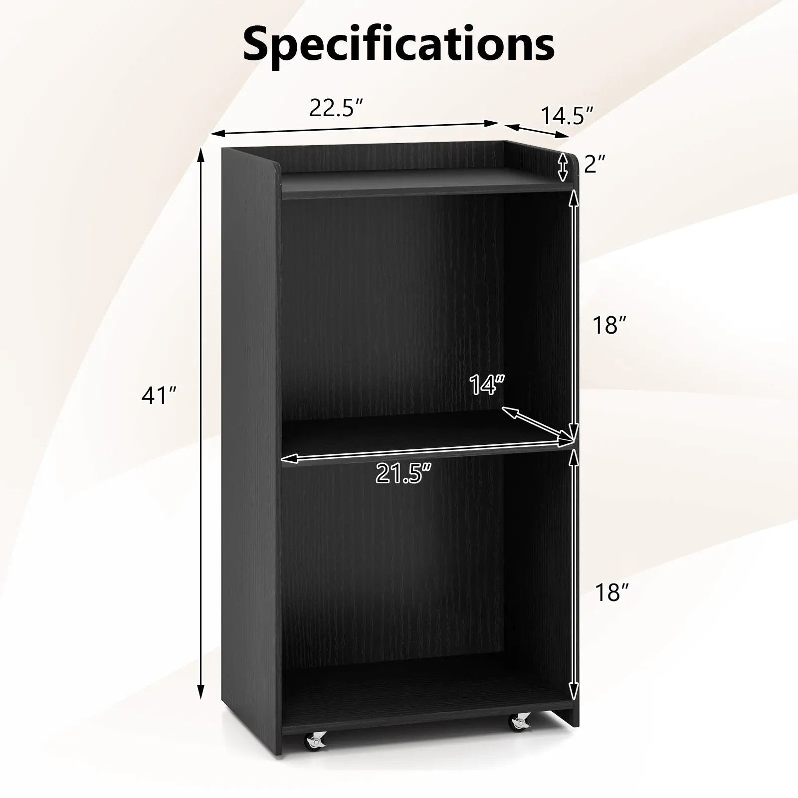 Rolling Podium Stand with 2 Shelves and Lockable Wheels by DirectDeals