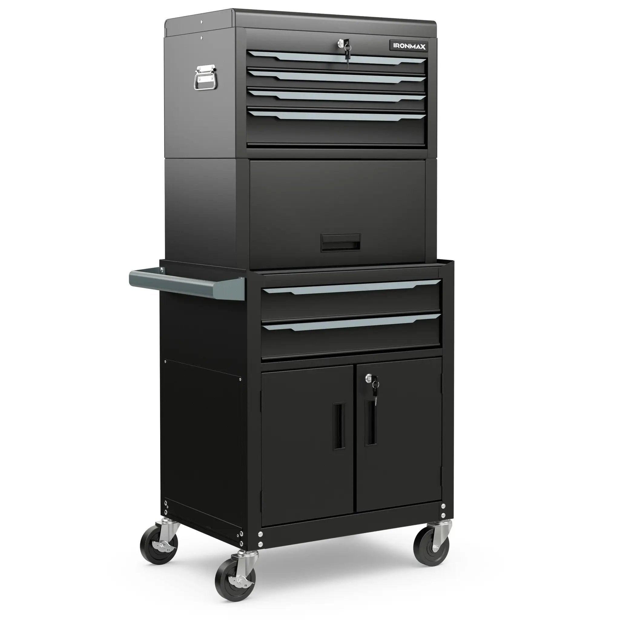 3-in-1 6-Drawer Rolling Tool Chest Storage Cabinet with Universal Wheels and Hooks by DirectDeals