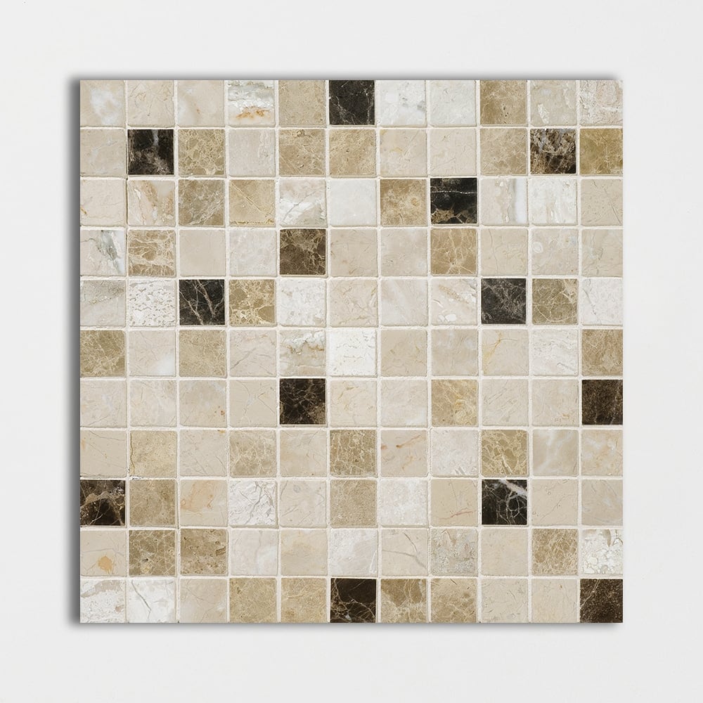 Geneve Dark, Rome Dark Blend Polished 1x1 Marble Mosaics 12x12 Marble Polished 12x12 Mosaics