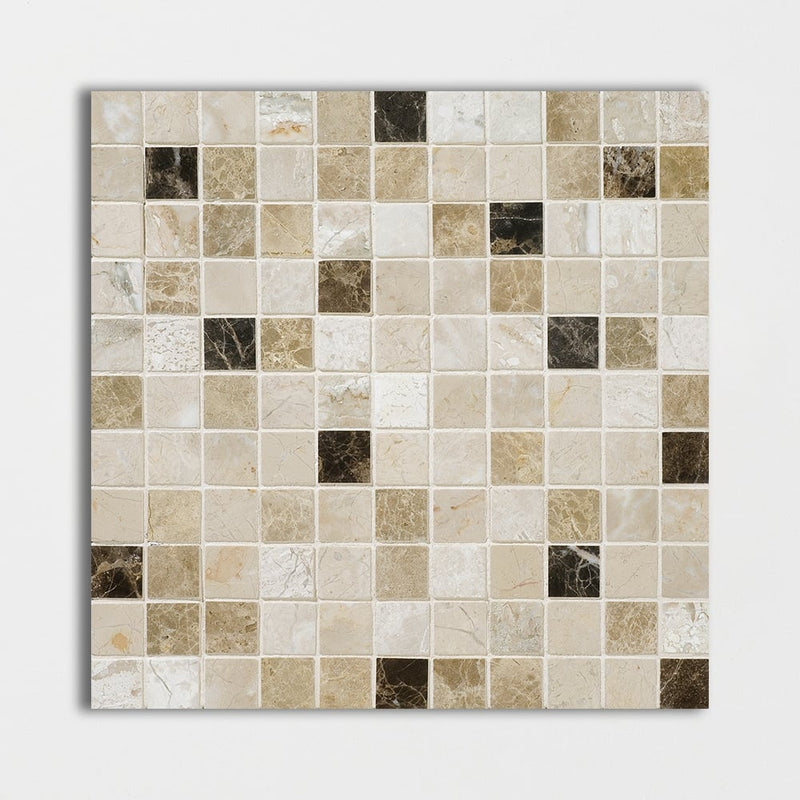 Geneve Dark, Rome Dark Blend Polished 1x1 Marble Mosaics 12x12 Marble Polished 12x12 Mosaics