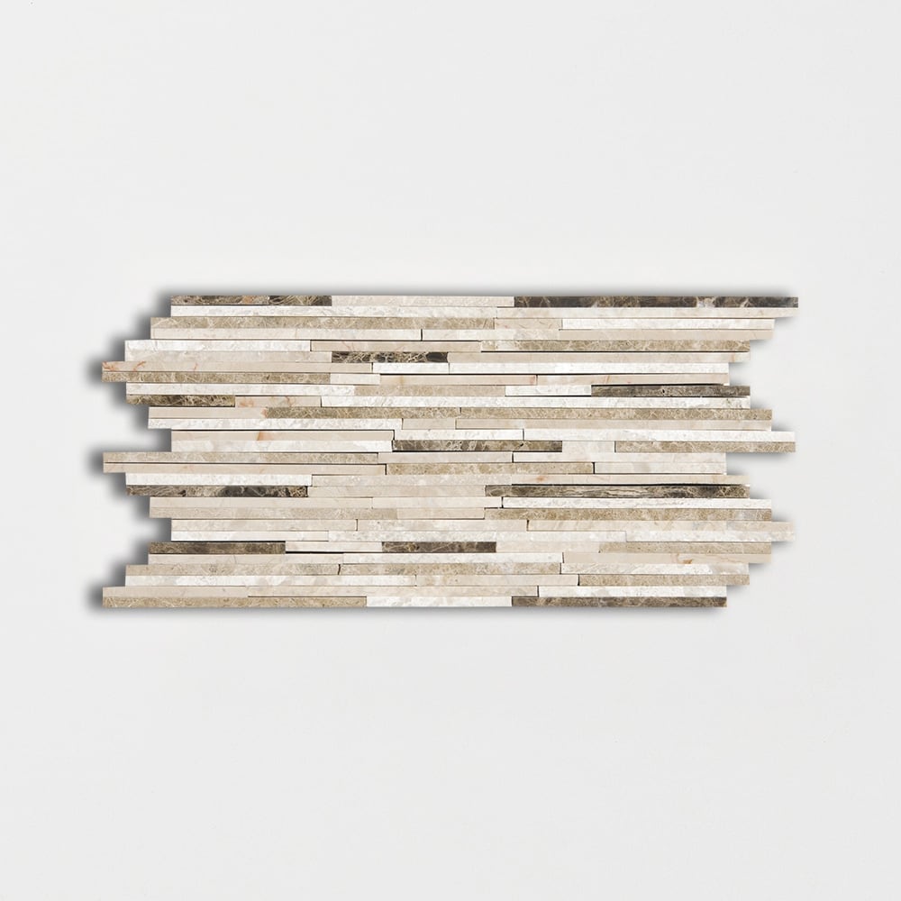 Geneve Dark, Rome Dark Blend Polished Bamboo Marble Mosaics 6x12 Marble Polished 6x12 Mosaics