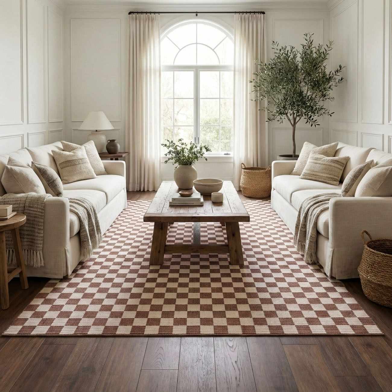 Kaysar Brown Checkered Washable Area Rug by Boutique Rugs