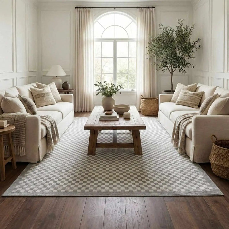 Gaiwan Cream Gray Washable Area Rug by Boutique Rugs
