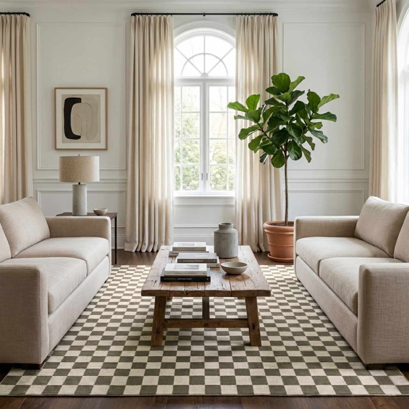 Kaysar Olive Green Checkered Washable Area Rug by Boutique Rugs