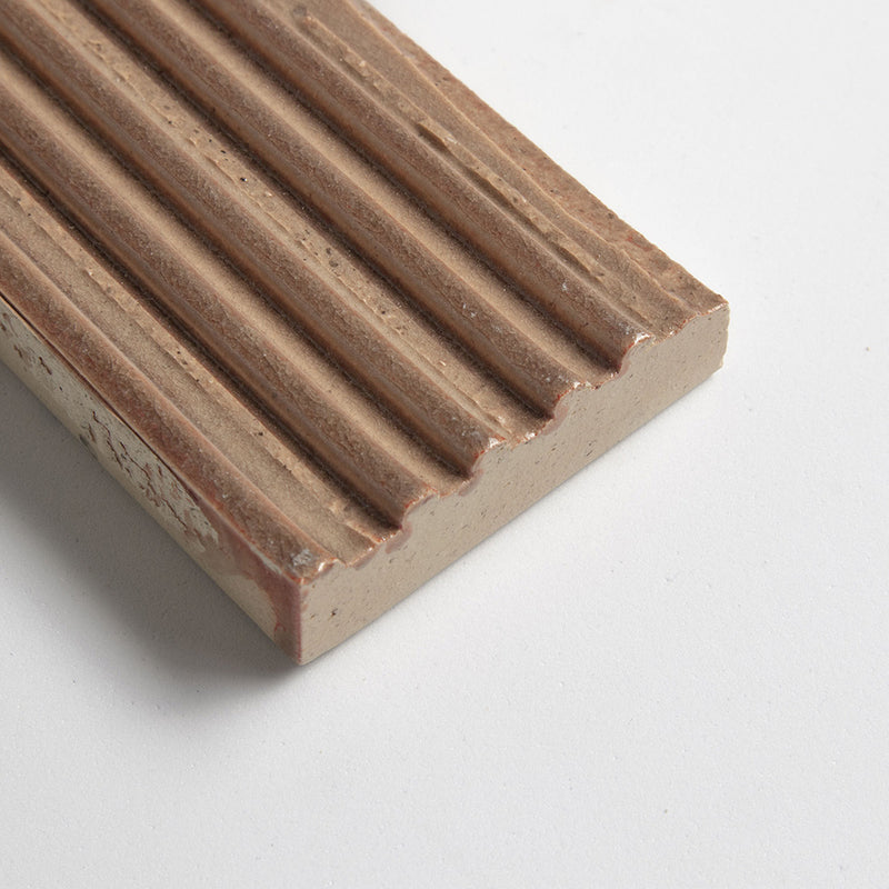 Rose Leather Fluted Thin Brick Tiles 2 1/4x7 9/16 Thin Brick Leather 2x8 Tiles — 2