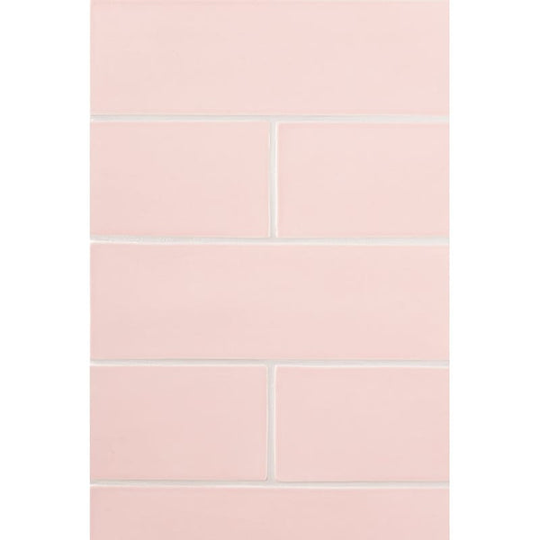 Blush Glossy Subway Ceramic Tiles 4x12