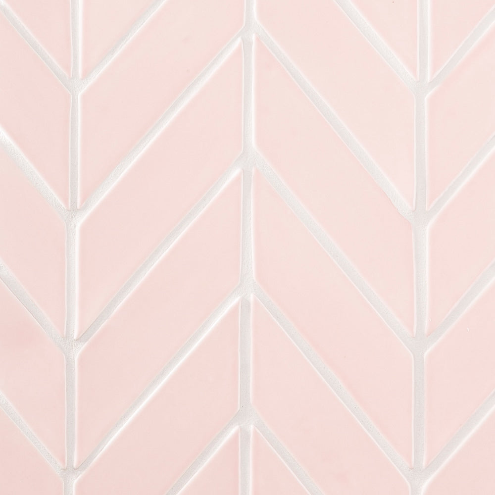 Blush Glossy Chevron Ceramic Tiles 2x6 Ceramic Glossy 2x6 Tiles — 2