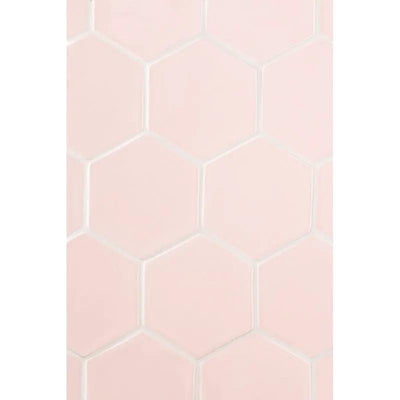 Blush Glossy Hexagon 5 Ceramic Tiles 5