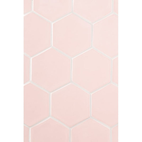 Blush Glossy Hexagon 5 Ceramic Tiles 5