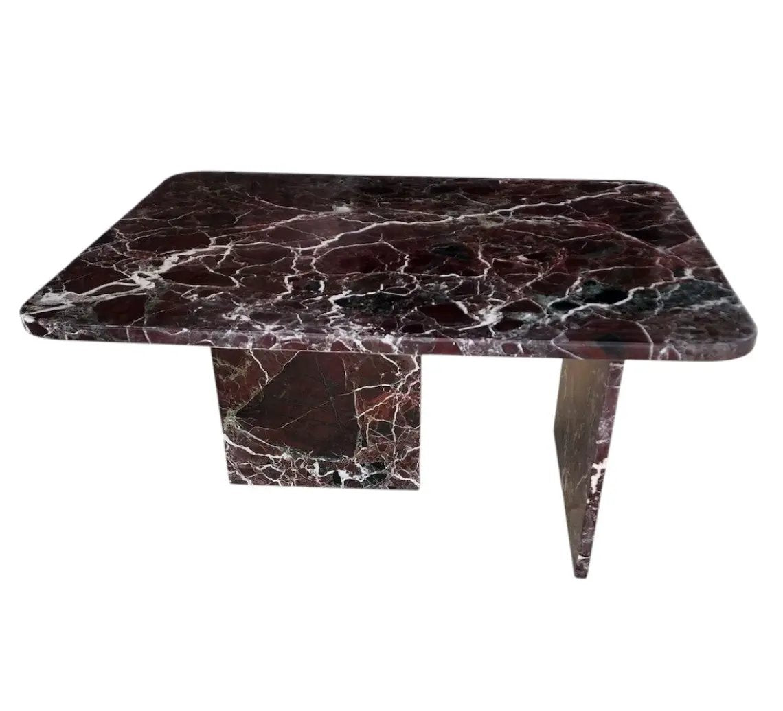 Rosso Levanto Marble Coffee Table - Polished Natural Stone Finish 24 x 31.5 x 16 by GobekDesign