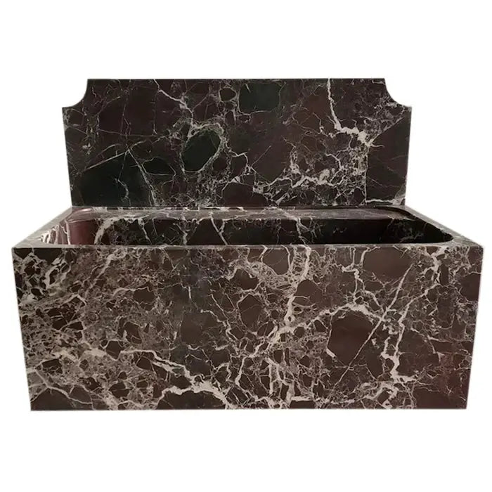 Rosso Levanto Deep Burgundy Marble Wall-Mount Bathroom Sink 30x16 With Backsplash by GobekDesign