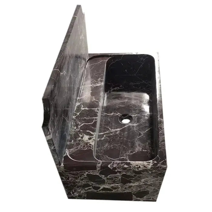 Rosso Levanto Deep Burgundy Marble Wall-Mount Bathroom Sink 30x16 With Backsplash by GobekDesign