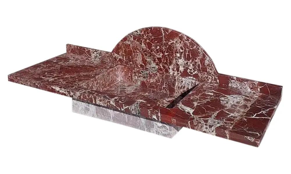 Rosso Levanto Red Marble Rectangular Wall-Mount Sink 52 inches by GobekDesign