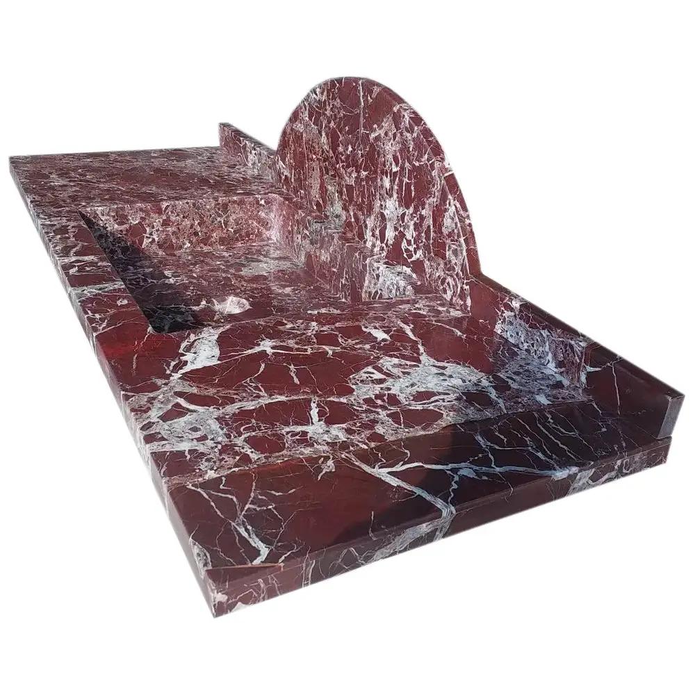 Rosso Levanto Red Marble Rectangular Wall-Mount Sink 52 inches by GobekDesign