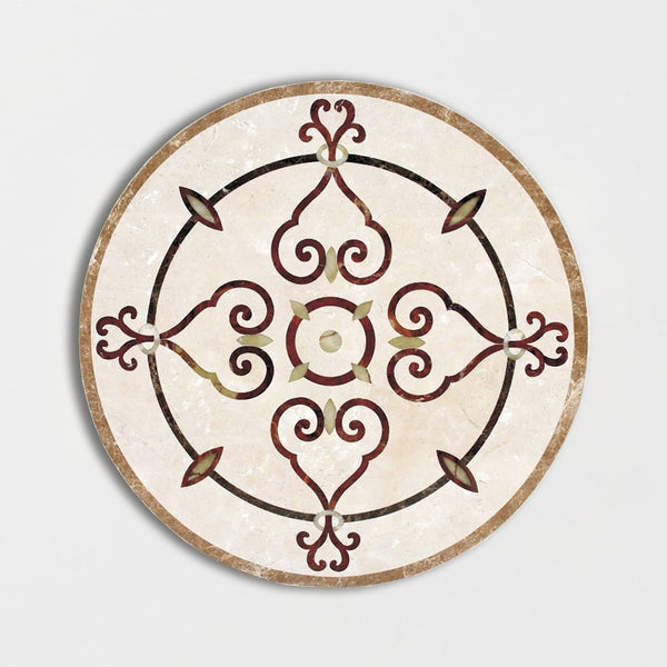 Round Aluminum Backed Multi Finish Alpine Marble Medallions 48
