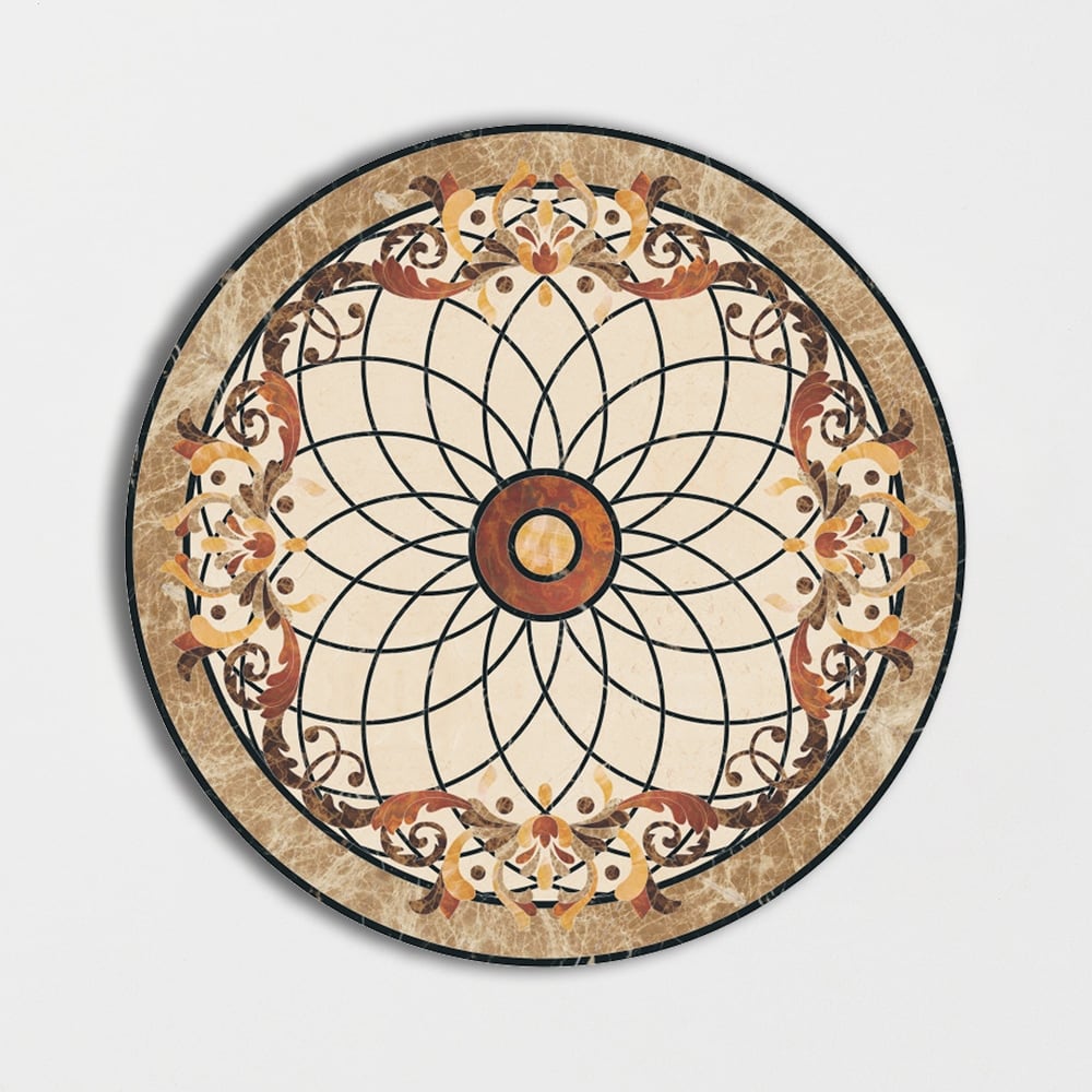 Round Aluminum Backed Multi Finish Aptus Marble Medallions 48 Marble Multi Finish 48x48 Medallions