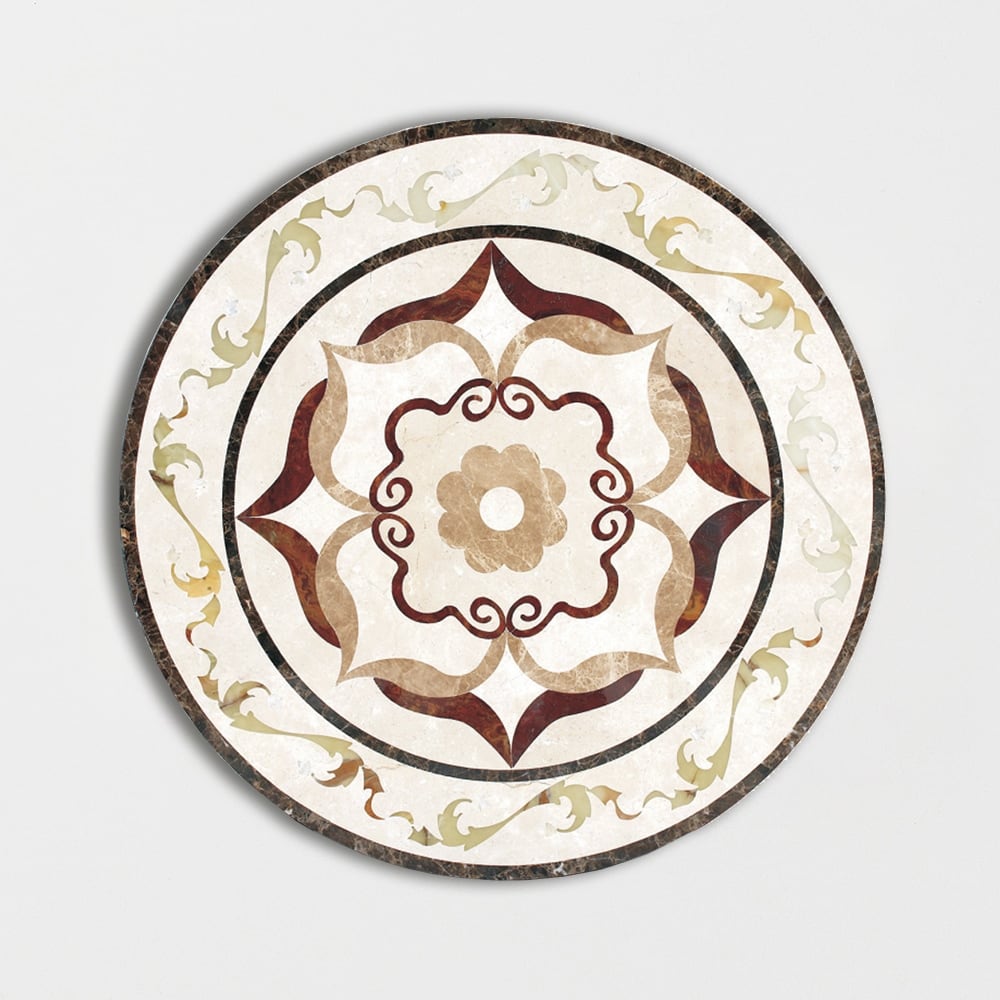 Round Aluminum Backed Multi Finish August Green Marble Medallions 36 Marble Multi Finish 36x36 Medallions