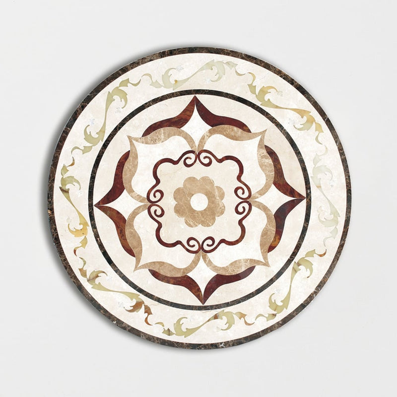 Round Aluminum Backed Multi Finish August Green Marble Medallions 36 Marble Multi Finish 36x36 Medallions