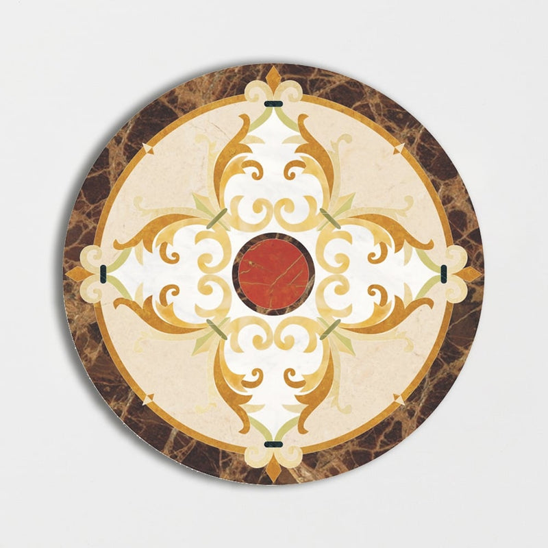 Round Aluminum Backed Multi Finish Delight Marble Medallions 48 Marble Multi Finish 48x48 Medallions