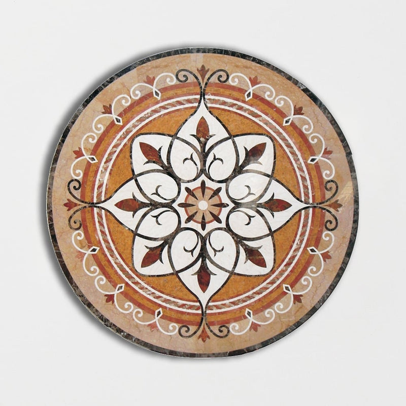 Round Aluminum Backed Multi Finish Devotion Marble Medallions 60 Marble Multi Finish 48x48 Medallions