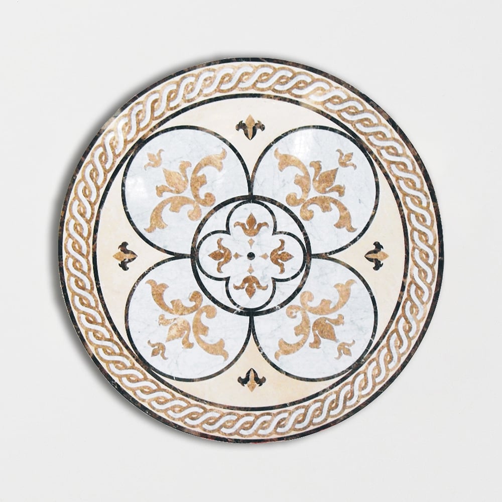 Round Aluminum Backed Multi Finish Diana Marble Medallions 48 Marble Multi Finish 48x48 Medallions