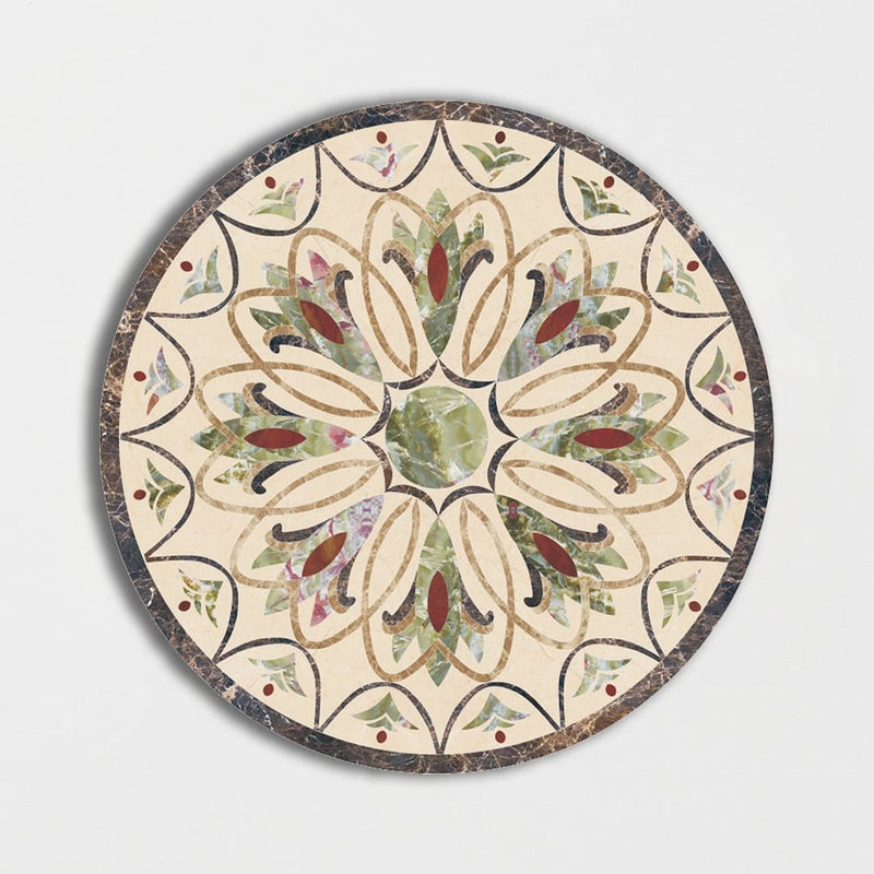 Round Aluminum Backed Multi Finish Lilys Crown Marble Medallions 48 Marble Multi Finish 48x48 Medallions