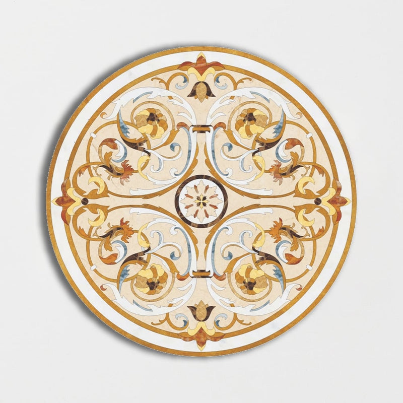 Round Aluminum Backed Multi Finish Milan Light Marble Medallions 60 Marble Multi Finish 48x48 Medallions