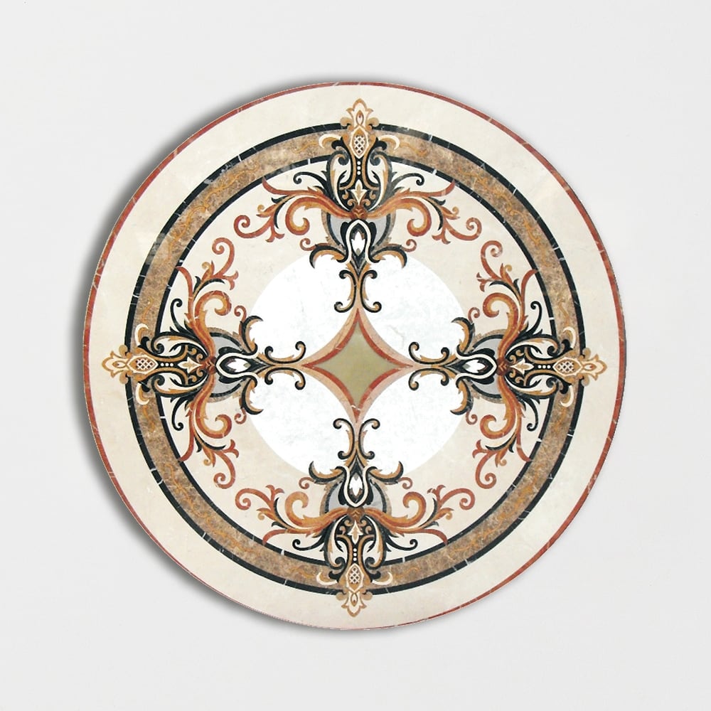 Round Aluminum Backed Multi Finish Monroe Marble Medallions 36 Marble Multi Finish 36x36 Medallions