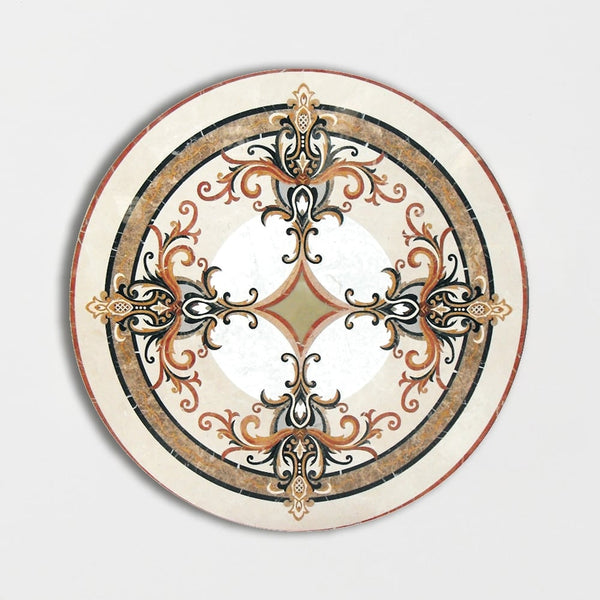 Round Aluminum Backed Multi Finish Monroe Marble Medallions 48