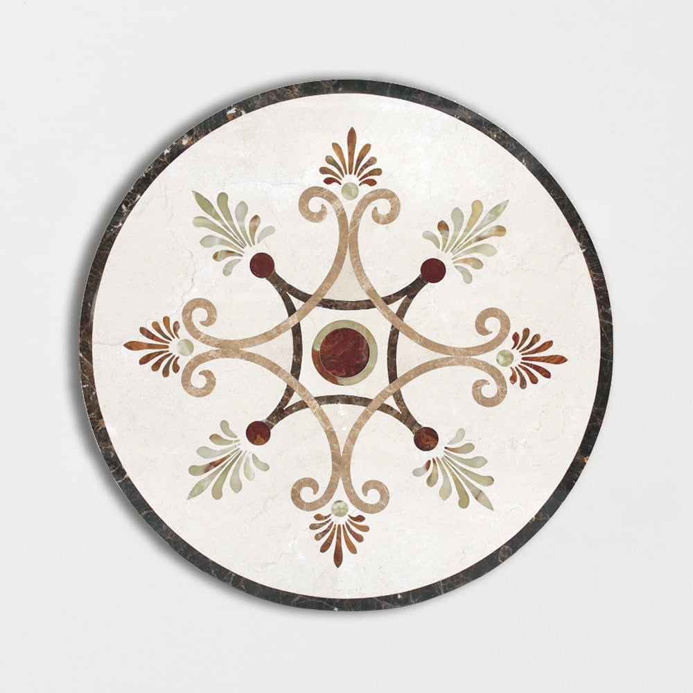 Round Aluminum Backed Multi Finish Mystic View Marble Medallions 36 Marble Multi Finish 36x36 Medallions