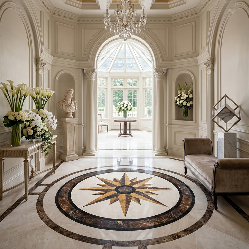 Round Aluminum Backed Multi Finish North Star Marble Medallions 36 Marble Multi Finish 36x36 Medallions — 3