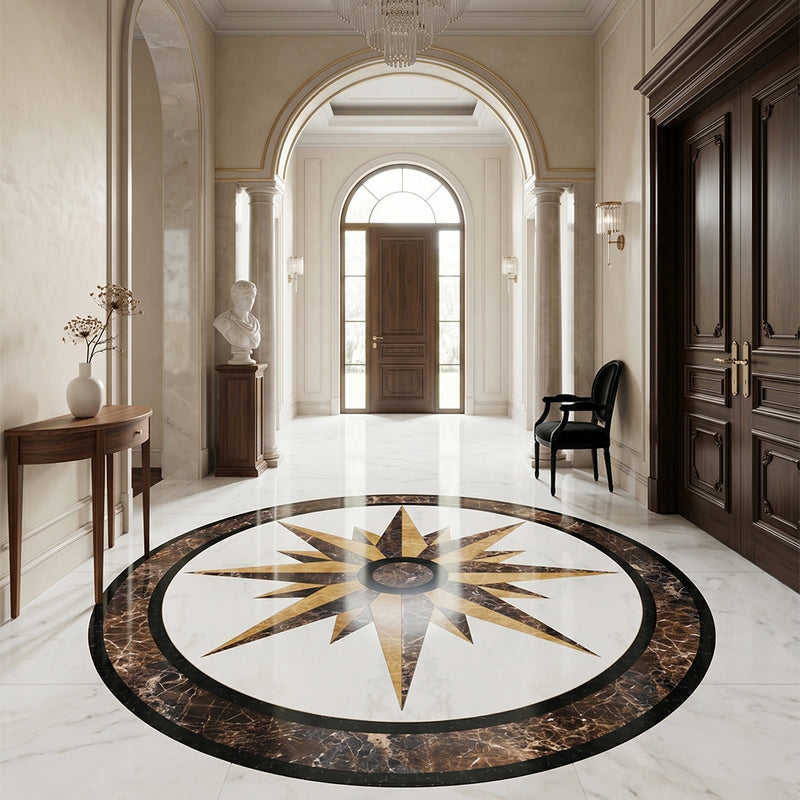 Round Aluminum Backed Multi Finish North Star Marble Medallions 36 Marble Multi Finish 36x36 Medallions — 4
