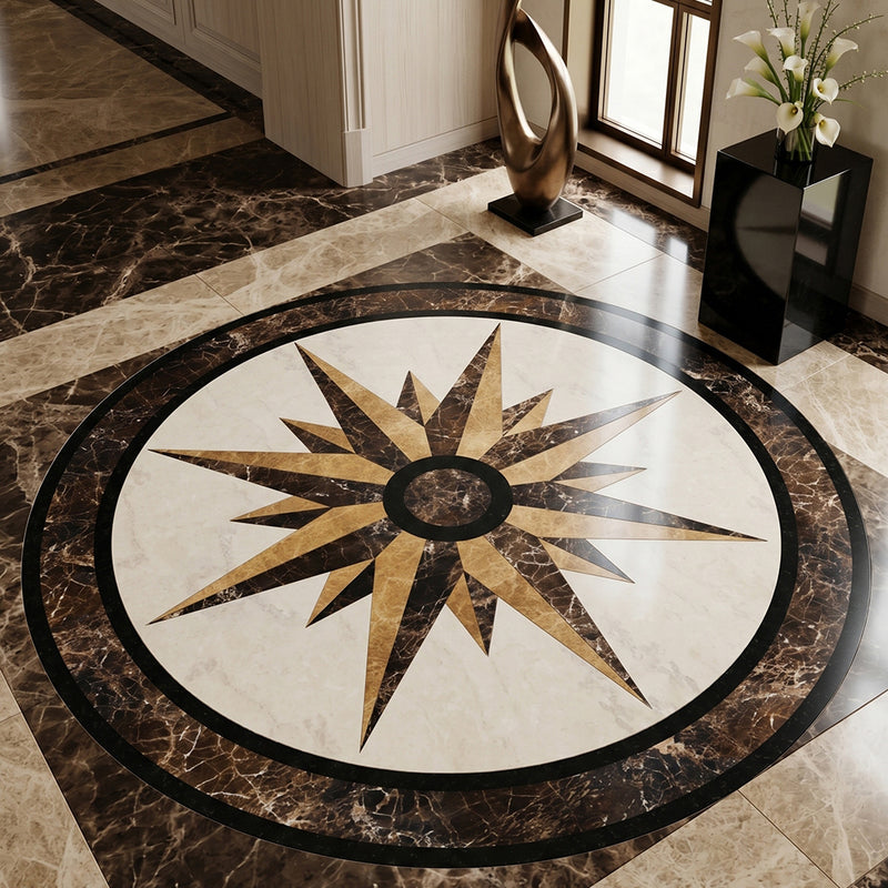 Round Aluminum Backed Multi Finish North Star Marble Medallions 36 Marble Multi Finish 36x36 Medallions — 5
