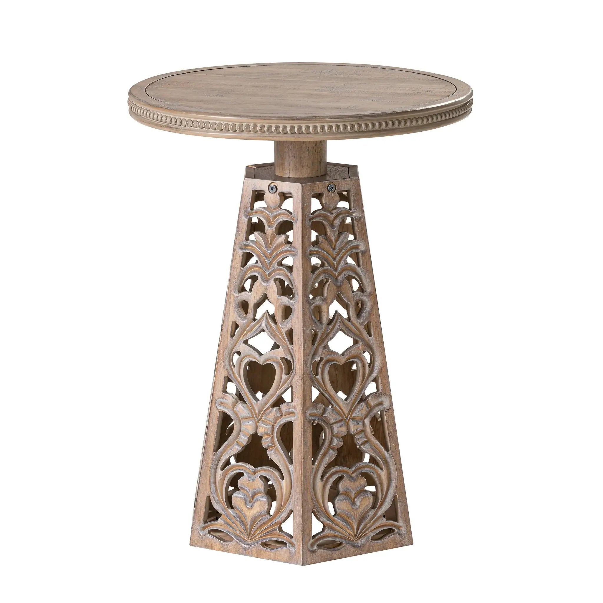 Round Table - Hand Carved Wood Small by House Of Avana