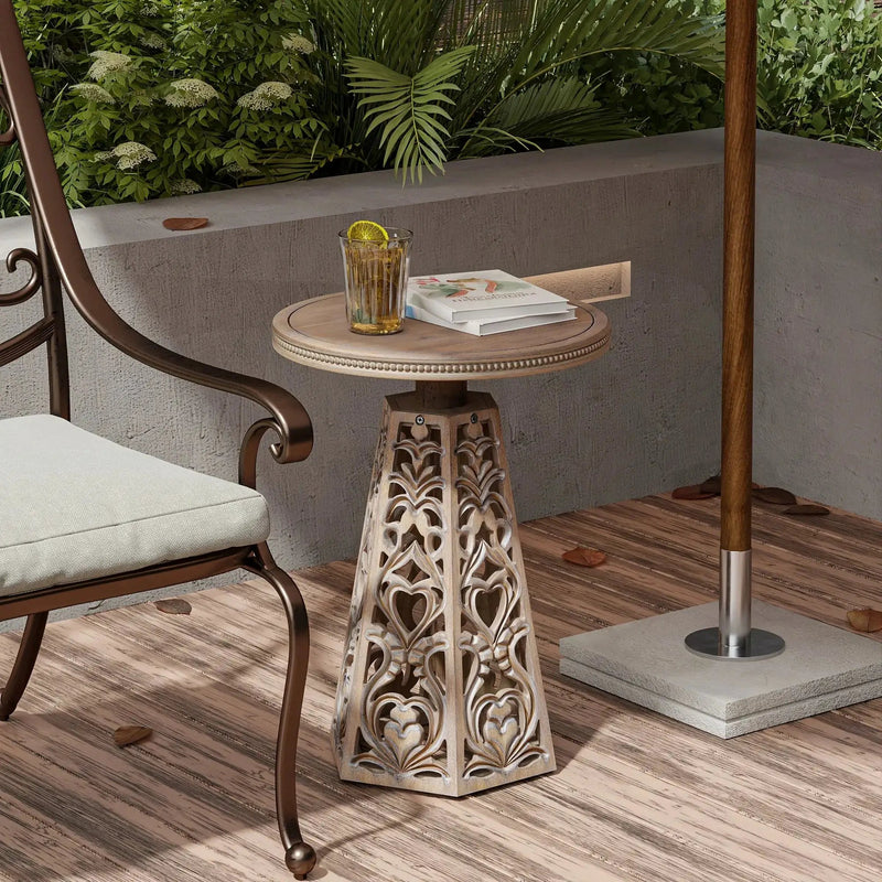 Round Table - Hand Carved Wood Small by House Of Avana