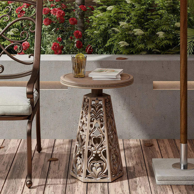 Round Table - Hand Carved Wood Small by House Of Avana