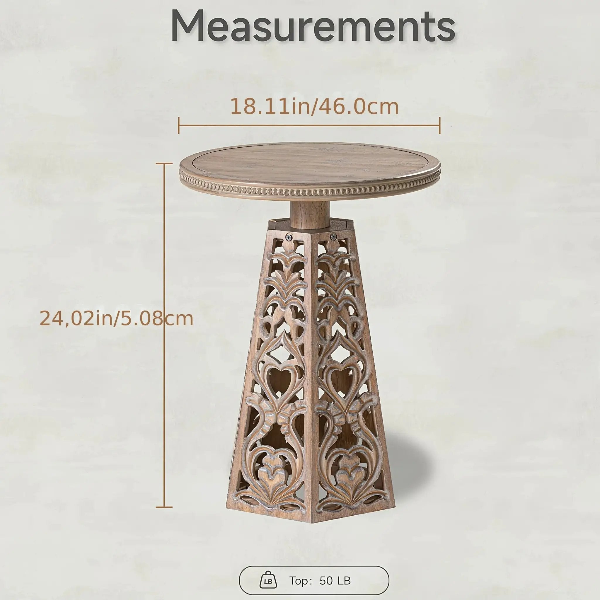 Round Table - Hand Carved Wood Small by House Of Avana