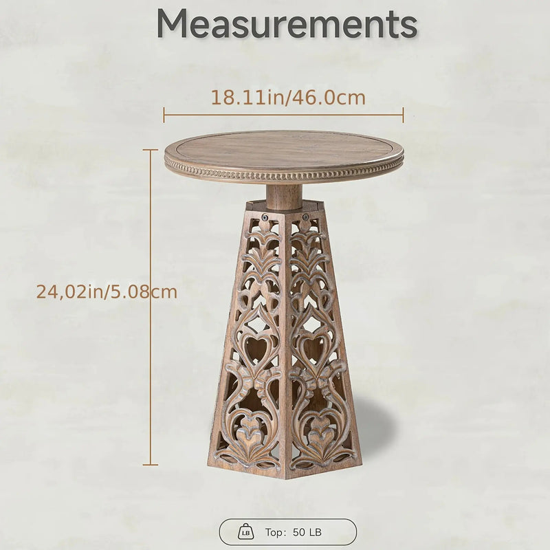 Round Table - Hand Carved Wood Small by House Of Avana