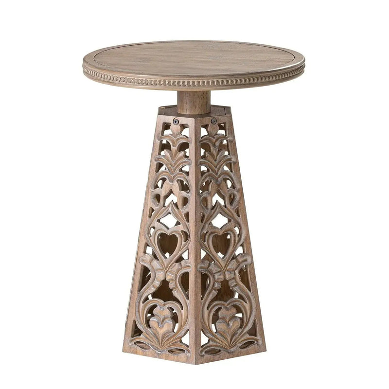 Round Table - Hand Carved Wood Small by House Of Avana