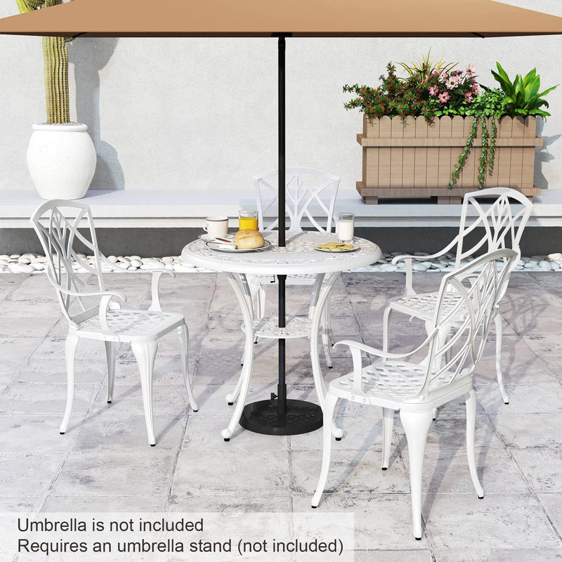 Set of 4 Cast Aluminum Patio Dining Chairs with Armrests and Decorative Patterns by DirectDeals