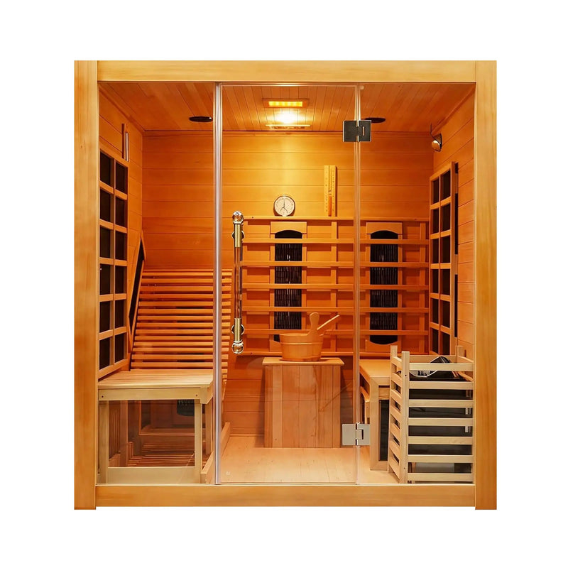 Rövia Oasis 3-Person Indoor Hybrid Sauna Room With Built-In Lounge Chair [Made-To-Order] (SAK35182) by SAKSBY WHOLESALE