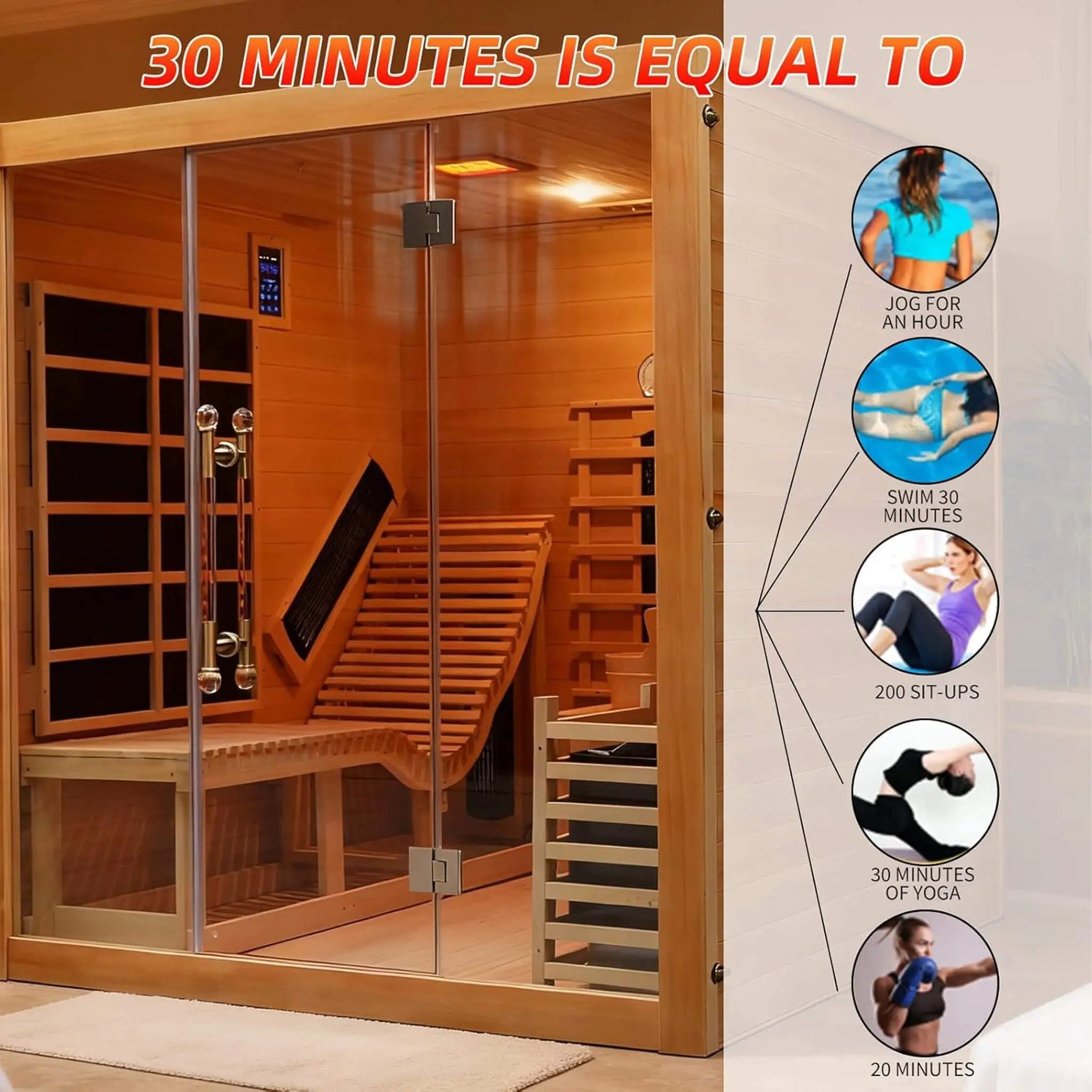 Rövia Oasis 3-Person Indoor Hybrid Sauna Room With Built-In Lounge Chair [Made-To-Order] (SAK35182) by SAKSBY WHOLESALE
