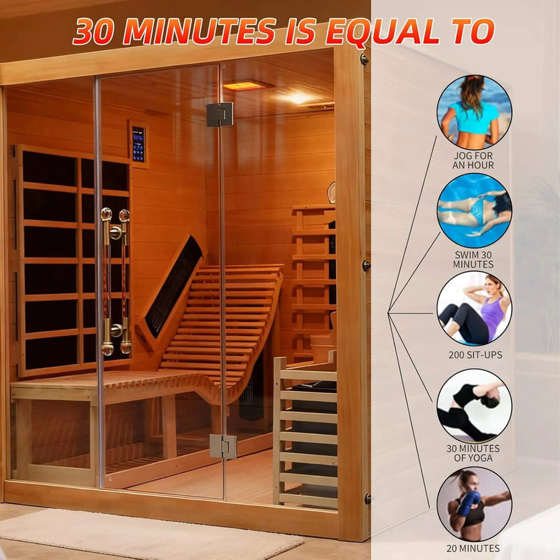 Rövia Oasis 3-Person Indoor Hybrid Sauna Room With Built-In Lounge Chair [Made-To-Order] (SAK35182) by SAKSBY WHOLESALE