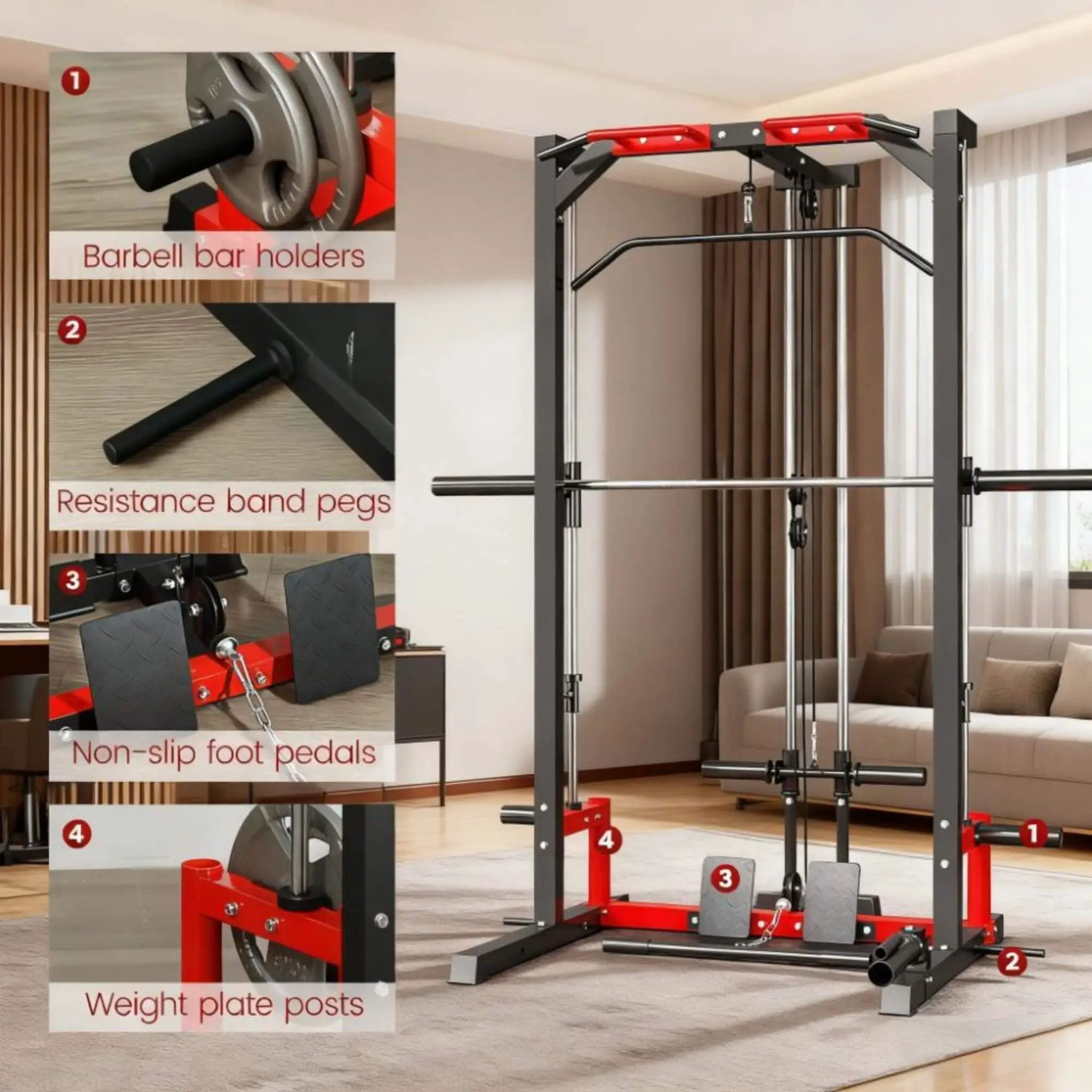 Rovix All-In-One Home Gym Squat Rack With Pull Up And Lat System (SAK95431) by SAKSBY WHOLESALE
