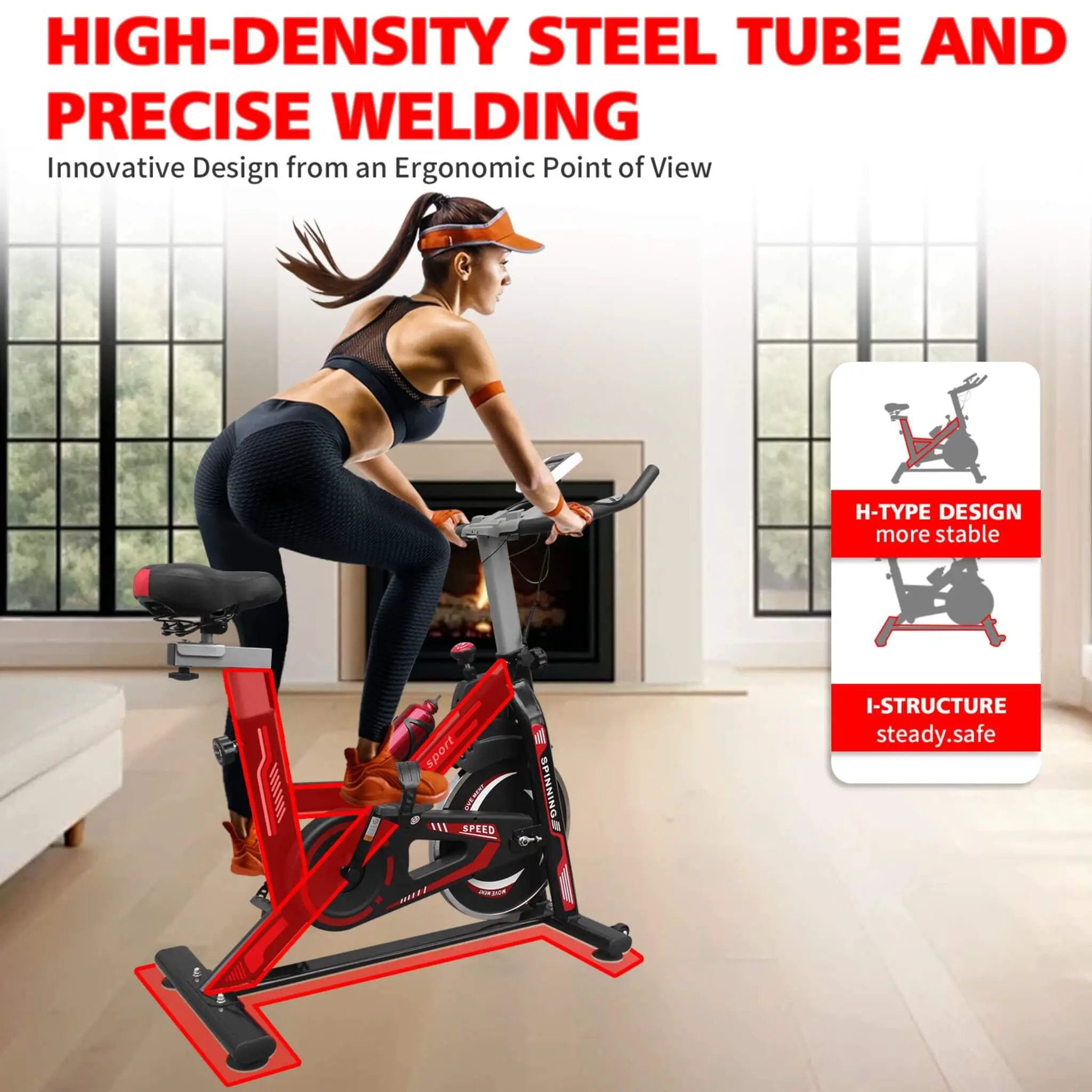 Rovix Indoor Exercise Spin Bike With Comfortable Cushioned Seat (SAK71645) by SAKSBY WHOLESALE