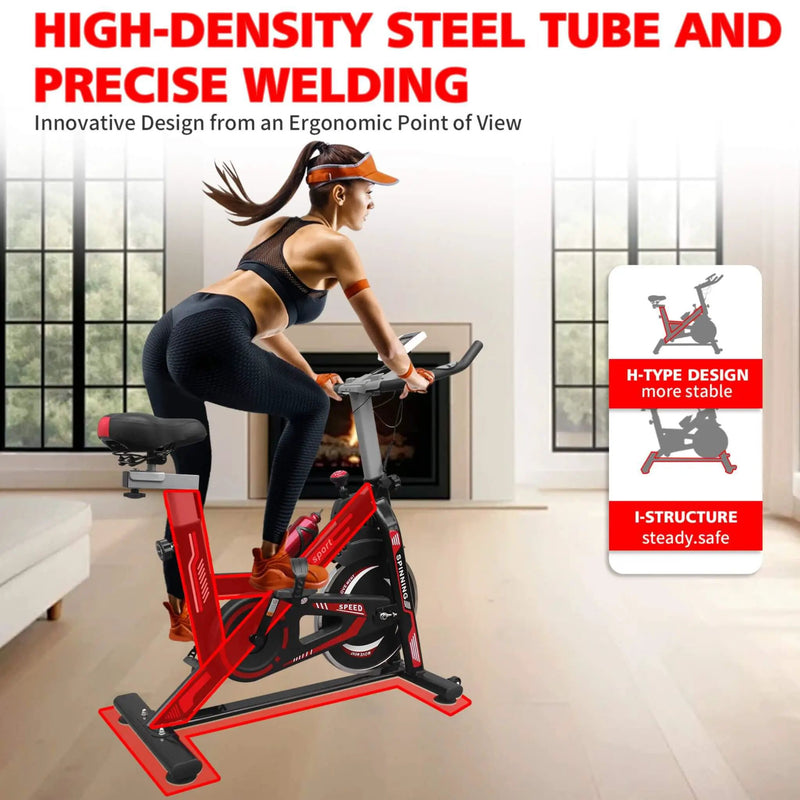 Rovix Indoor Exercise Spin Bike With Comfortable Cushioned Seat (SAK71645) by SAKSBY WHOLESALE