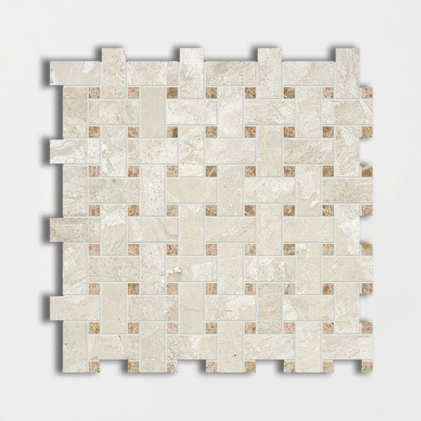 Royal Beige&amp;emperador Light Honed Basket Weave Marble Mosaics 12x12