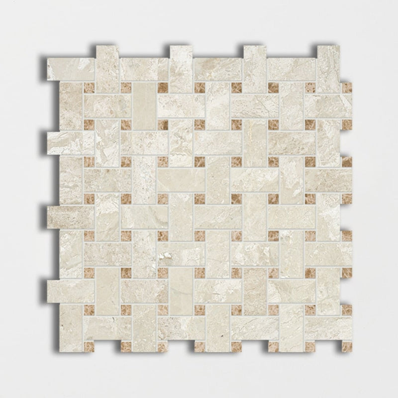 Royal Beige&Amp;Emperador Light Honed Basket Weave Marble Mosaics 12x12 Marble Honed 12x12 Mosaics