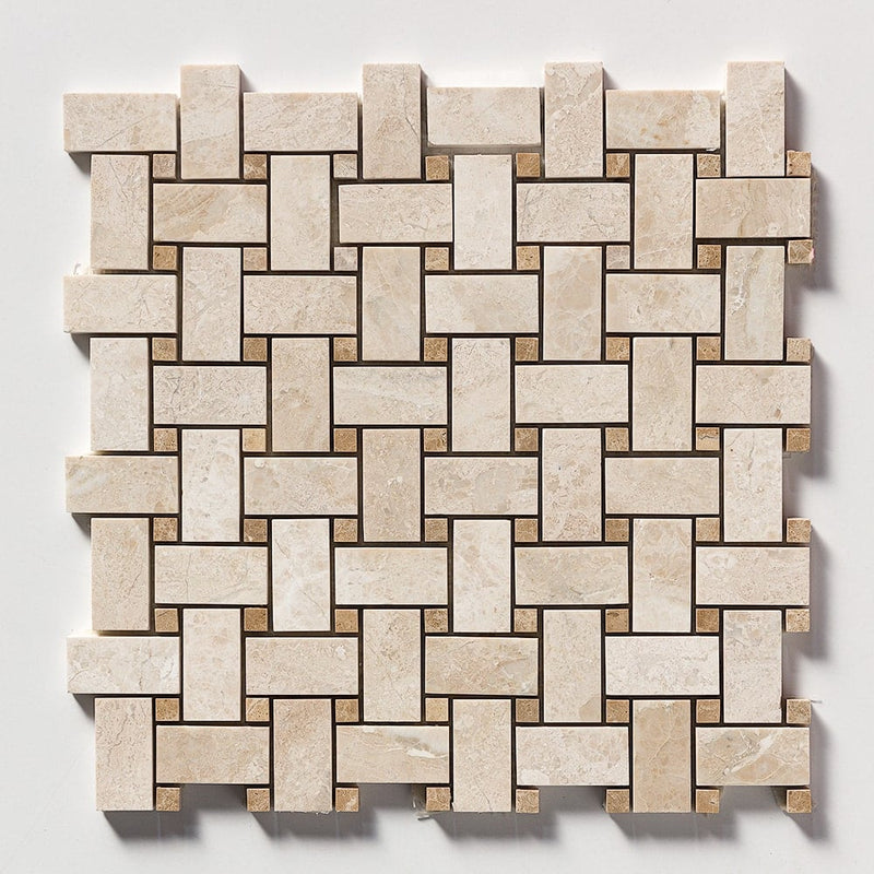 Royal Beige&Amp;Emperador Light Polished Basket Weave Marble Mosaics 12x12 Marble Polished 12x12 Mosaics