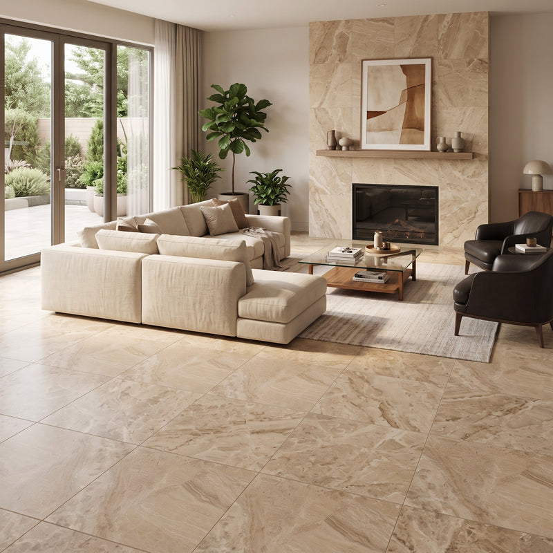 Royal Beige Honed Marble Tiles 18x18, photo 4 of 6